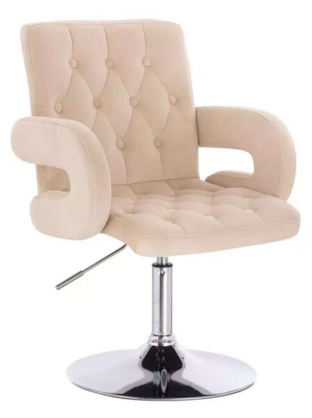 LuxuryForm DESIGN Židle BOSTON VELUR na stříbrném talíři - krémová