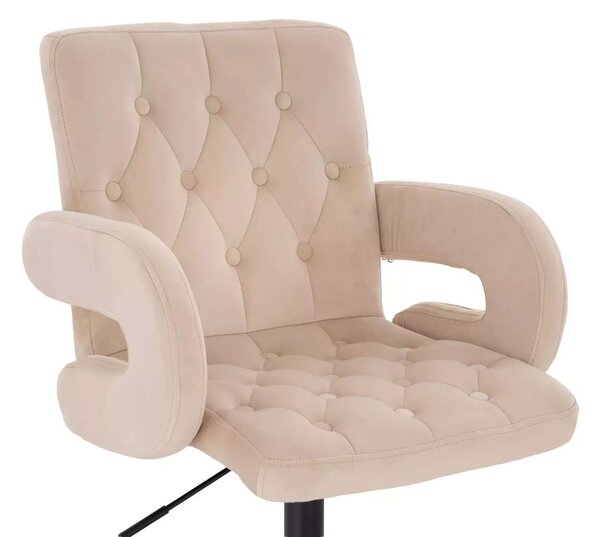LuxuryForm DESIGN Židle BOSTON VELUR na černé podstavě s kolečky - krémová