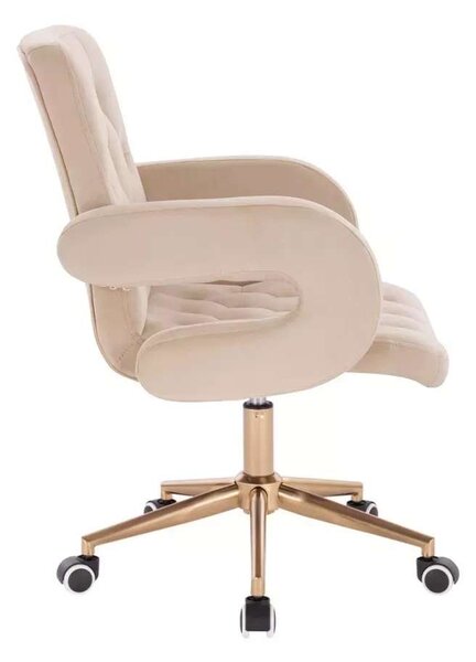 LuxuryForm DESIGN Židle BOSTON VELUR na zlaté podstavě s kolečky - krémová