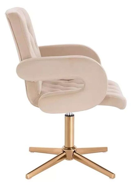 LuxuryForm DESIGN Židle BOSTON VELUR na zlatém kříži - krémová