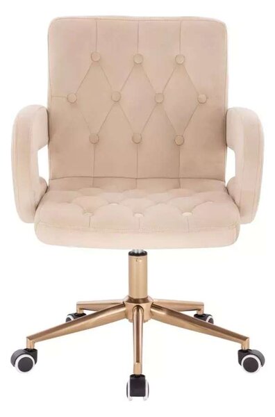 LuxuryForm DESIGN Židle BOSTON VELUR na zlaté podstavě s kolečky - krémová