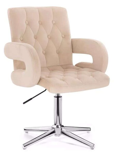 LuxuryForm DESIGN Židle BOSTON VELUR na stříbrném kříži - krémová