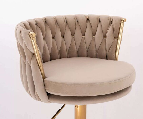 LuxuryForm DESIGN Židle LYON VELUR na zlaté podstavě s kolečky - latte