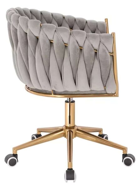 LuxuryForm DESIGN Židle NORDEN VELUR na zlaté podstavě s kolečky - světle šedá