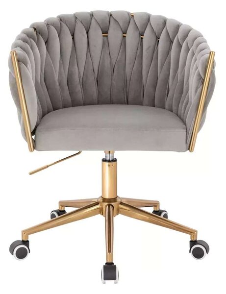 LuxuryForm DESIGN Židle NORDEN VELUR na zlaté podstavě s kolečky - světle šedá