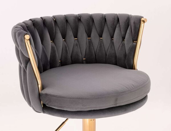 LuxuryForm DESIGN Židle LYON VELUR na zlatém talíři - tmavě šedá