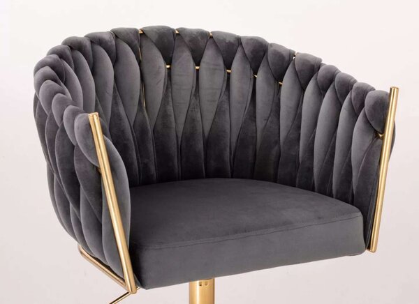 LuxuryForm DESIGN Židle NORDEN VELUR na zlaté podstavě s kolečky - tmavě šedá