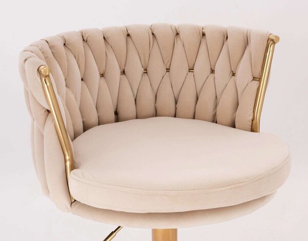LuxuryForm DESIGN Židle LYON VELUR na zlatém kříži - krémová