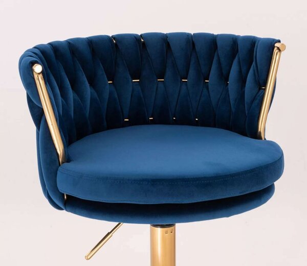 LuxuryForm DESIGN Židle LYON VELUR na zlatém kříži - modrá