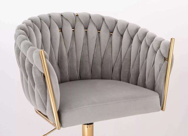 LuxuryForm DESIGN Židle NORDEN VELUR na zlaté podstavě s kolečky - světle šedá