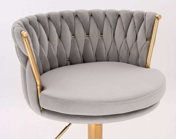 LuxuryForm DESIGN Židle LYON VELUR na zlatém talíři - světle šedá