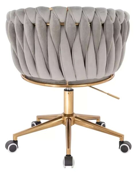 LuxuryForm DESIGN Židle NORDEN VELUR na zlaté podstavě s kolečky - světle šedá