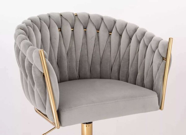 LuxuryForm DESIGN Židle NORDEN VELUR na zlatém talíři - světle šedá