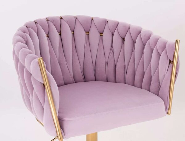 LuxuryForm DESIGN Barová židle NORDEN VELUR na zlaté kulaté podstavě - levandule