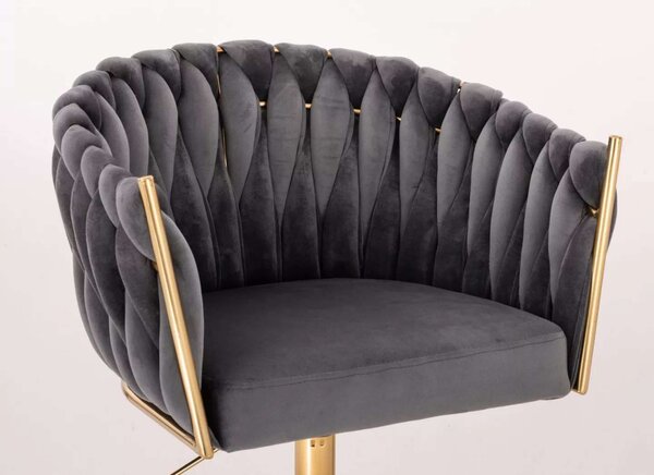 LuxuryForm DESIGN Židle NORDEN VELUR na zlatém kříži - tmavě šedá