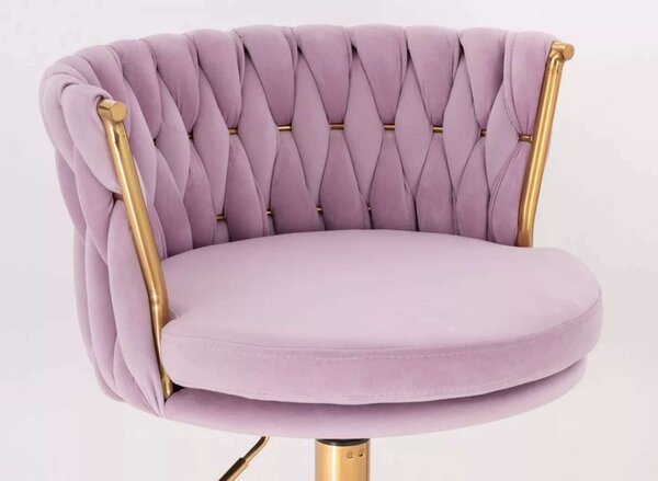 LuxuryForm DESIGN Barová židle LYON VELUR na zlaté kulaté podstavě - levandule