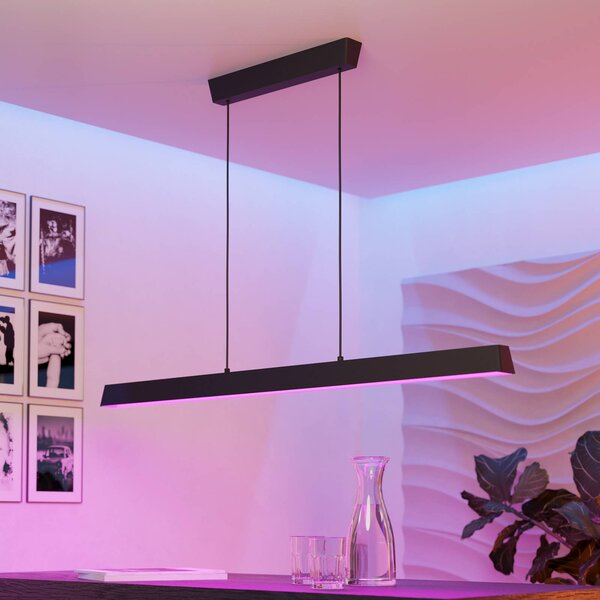 EGLO connect Simolaris-Z LED závěsné světlo, 122cm, stmívatelný, Černá, Obývací pokoj / jídelna, kov, Moderní