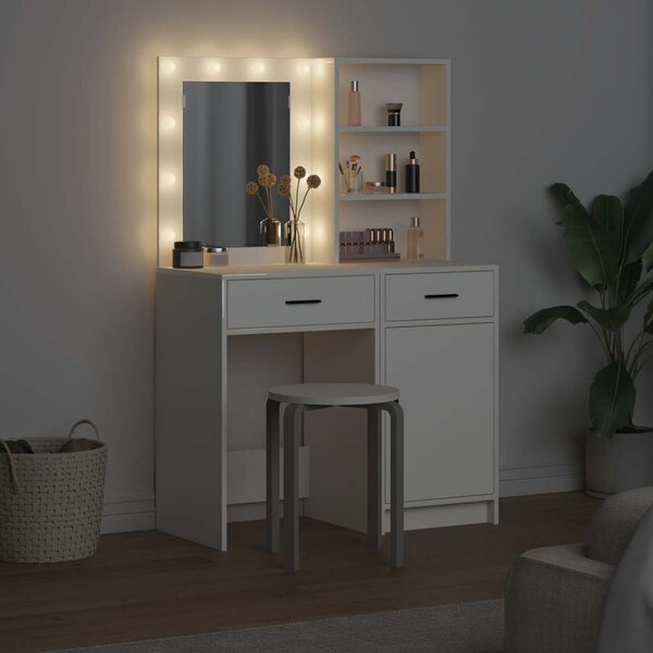 Sada toaletního stolku s LED 2 ks Bílá Kompozitní dřevo 3334272