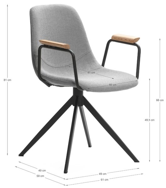Světle šedá čalouněná otočná konferenční židle Marckeric Tali