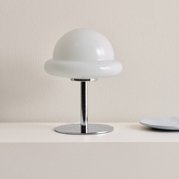 Jotex Bílá skleněná stolní lampa BUBBA