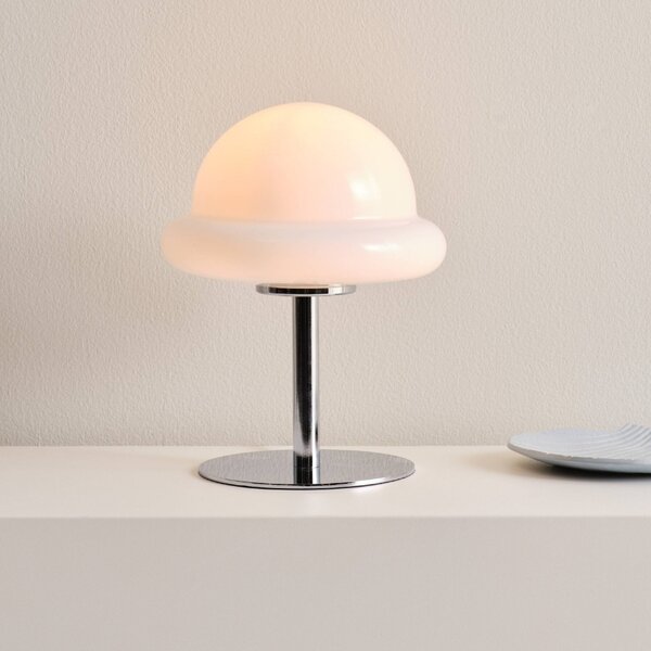 Jotex Bílá skleněná stolní lampa BUBBA
