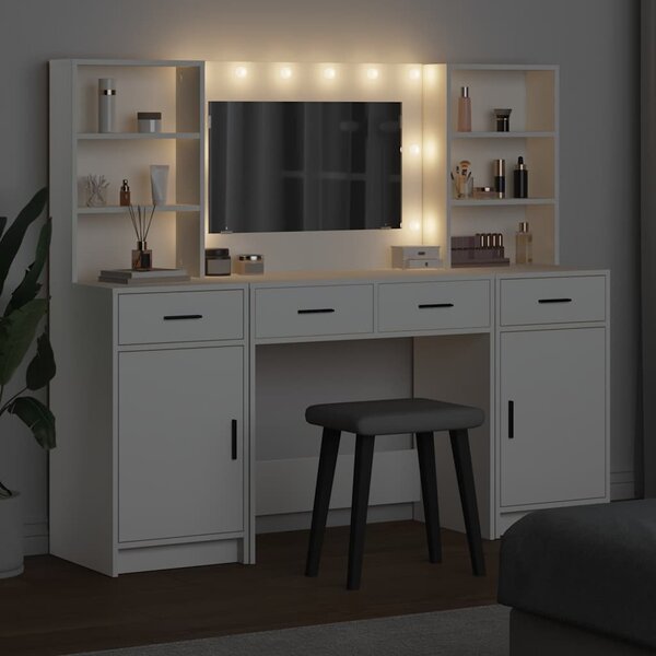 Sada toaletního stolku s LED 3 ks Bílá Kompozitní dřevo 3334281