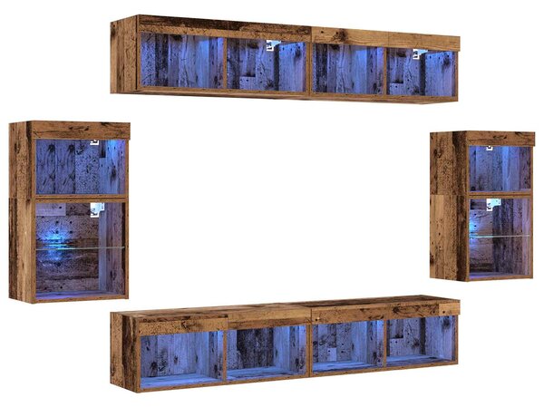 Sestava TV skříněk 8 ks Staré dřevo Kompozitní dřevo 3334386
