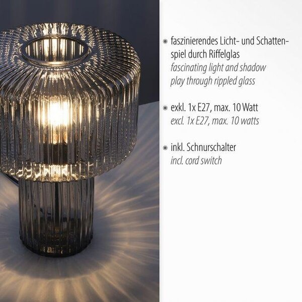 Paul Neuhaus Stolní lampa FUNGUS, 1xE27, v. 35 cm Barva: Kouřová