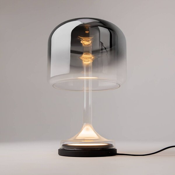Maytoni LED stolní lampa Spirito, šedá, sklo, výška 42 cm, Hliník / šedá / zinek, Obývací pokoj / jídelna, Sklo