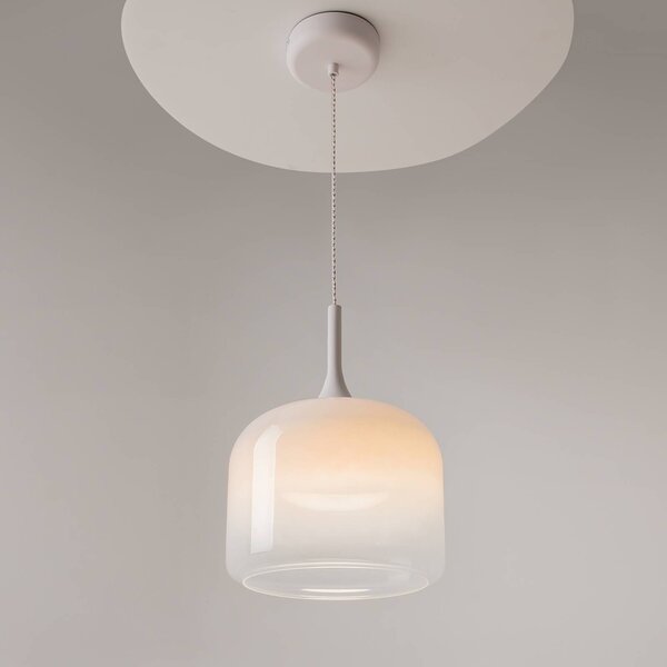 Maytoni LED závěsné světlo Spirito, bílé, sklo/kov, Ø 26 cm, Bílá / opál, Obývací pokoj / jídelna, Sklo