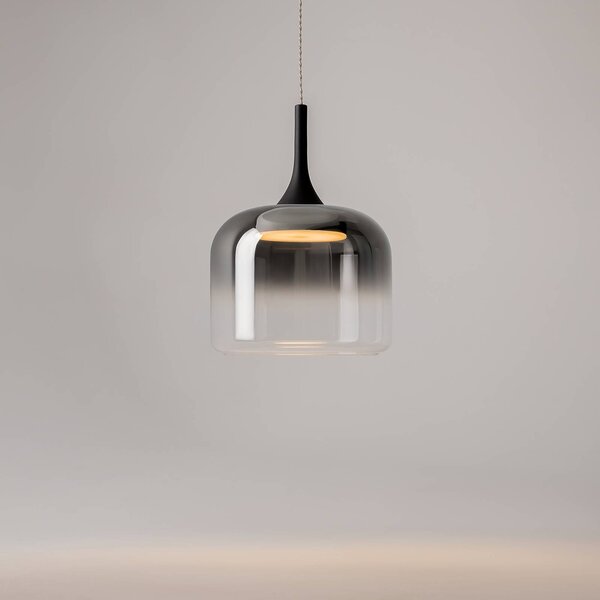 Maytoni LED závěsné světlo Spirito, kouřově šedé, sklo, Ø 26 cm, Hliník / šedá / zinek, Obývací pokoj / jídelna, Sklo