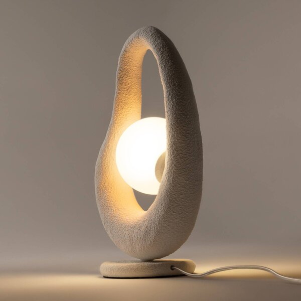 Maytoni LED stolní lampa Opus, bílá, kov/sklo, výška 38 cm, Bílá / opál, Ložnice, kov