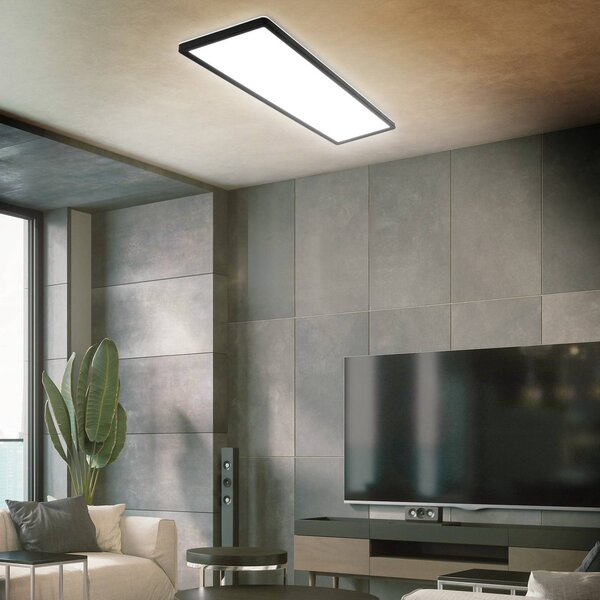 Briloner LED panel pro povrchovou montáž Slim 58x20cm zapnuto/vypnuto 4000K černá, Černá, Pracovna / kancelář, Plast, Moderní