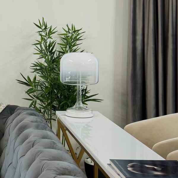 Maytoni LED stolní lampa Spirito, bílá, sklo, výška 42 cm, Bílá / opál, Obývací pokoj / jídelna, Sklo