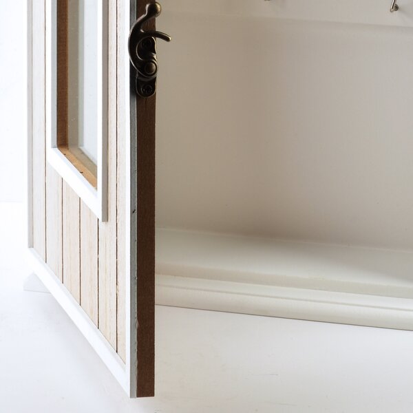 Mondex Dřevěná skříňka na klíče STACY Window 22x8x29,5 cm bílá/hnědá