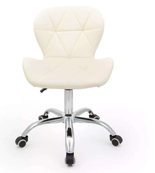 LuxuryForm DESIGN Židle LIVIO na stříbrné podstavě s kolečky - krémová