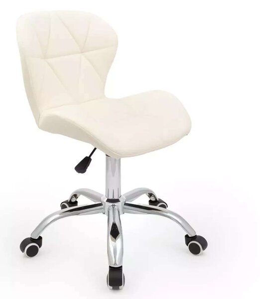 LuxuryForm DESIGN Židle LIVIO na stříbrné podstavě s kolečky - krémová