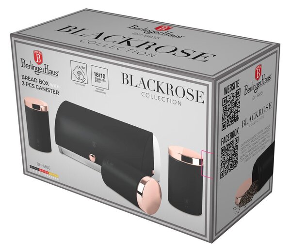 Chlebník a sada dóz na potraviny 4 ks Black Rose Collection