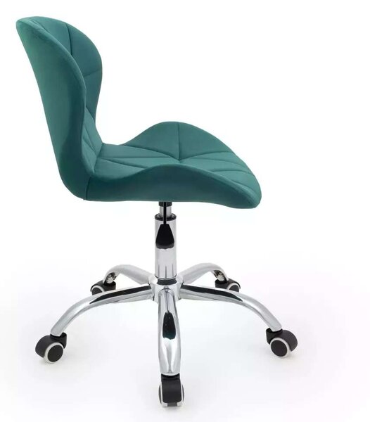 LuxuryForm DESIGN Židle LIVIO VELUR na stříbrné podstavě s kolečky - zelená