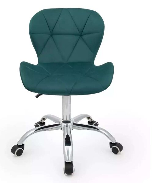 LuxuryForm DESIGN Židle LIVIO VELUR na stříbrné podstavě s kolečky - zelená
