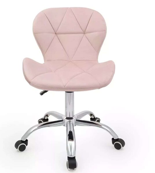 LuxuryForm DESIGN Židle LIVIO VELUR na stříbrné podstavě s kolečky - růžová