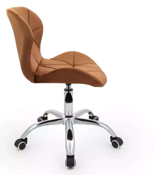 LuxuryForm DESIGN Židle LIVIO VELUR na stříbrné podstavě s kolečky - hnědá
