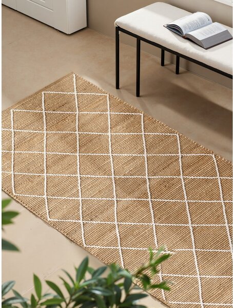 Ručně tkaný jutový běhoun v přírodní barvě 80x200 cm Kunu – Hanse Home