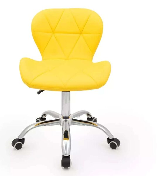 LuxuryForm DESIGN Židle LIVIO na stříbrné podstavě s kolečky - žlutá