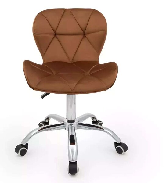 LuxuryForm DESIGN Židle LIVIO VELUR na stříbrné podstavě s kolečky - hnědá
