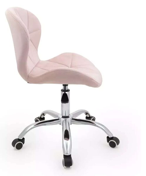 LuxuryForm DESIGN Židle LIVIO VELUR na stříbrné podstavě s kolečky - růžová