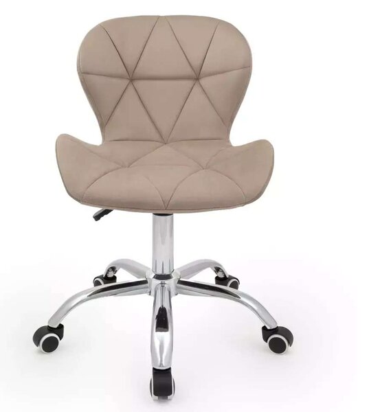 LuxuryForm DESIGN Židle LIVIO VELUR na stříbrné podstavě s kolečky - latte