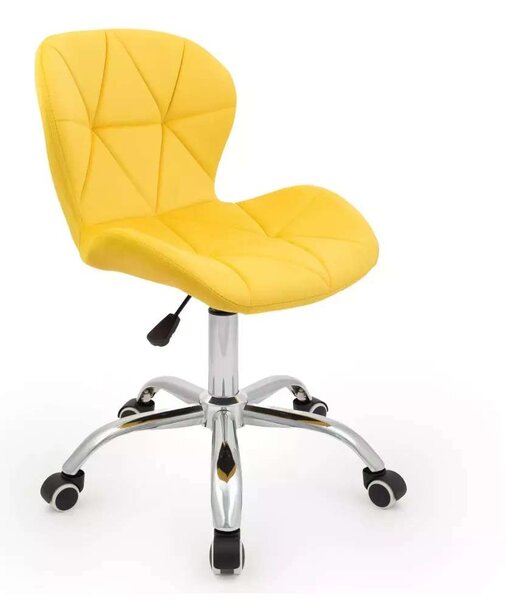 LuxuryForm DESIGN Židle LIVIO VELUR na stříbrné podstavě s kolečky - žlutá