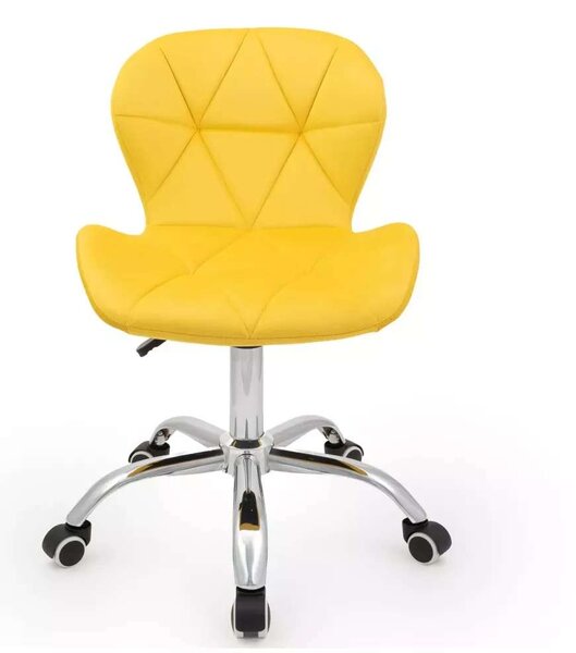 LuxuryForm DESIGN Židle LIVIO VELUR na stříbrné podstavě s kolečky - žlutá