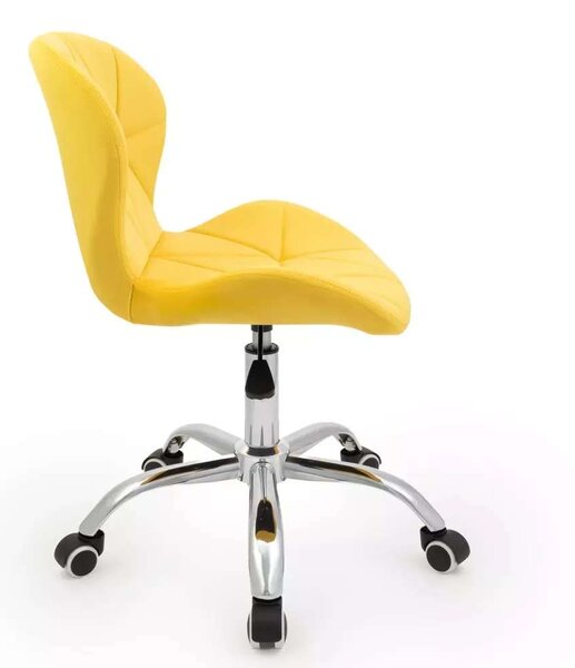 LuxuryForm DESIGN Židle LIVIO VELUR na stříbrné podstavě s kolečky - žlutá
